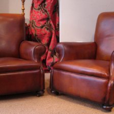 Atworth Pair 19th Century Leather Club Chairs