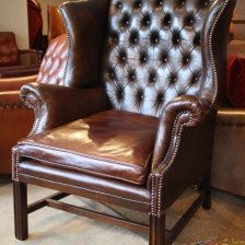 20th Century Leather Wing Chair