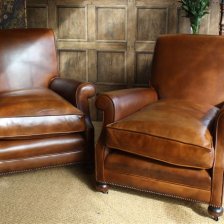 Hand Nailed Leather Club Chairs