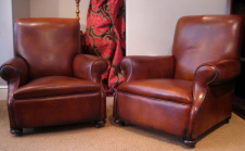 Atworth Pair 19th Century Leather Club Chairs 